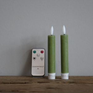 shape2you-countryfield-led-dinerkaarsen-S-set-van-2 -op-batterij-met afstandsbediening-groen