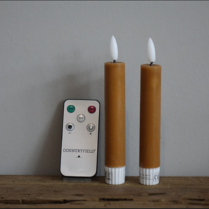 shape2you-countryfield-led-dinerkaarsen-S-set-van-2 -op-batterij-met afstandsbediening-oker