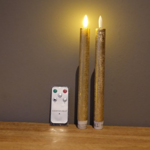 shape2you-countryfield-led-dinerkaarsen-l-set-van-2 -op-batterij-met afstandsbediening-goud