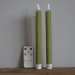 shape2you-countryfield-led-dinerkaarsen-l-set-van-2 -op-batterij-met afstandsbediening-groen