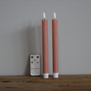 shape2you-countryfield-led-dinerkaarsen-l-set-van-2 -op-batterij-met afstandsbediening-roze