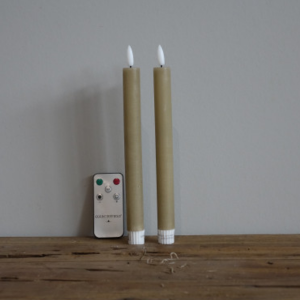 shape2you-countryfield-led-dinerkaarsen-l-set-van-2 -op-batterij-met afstandsbediening-taupe
