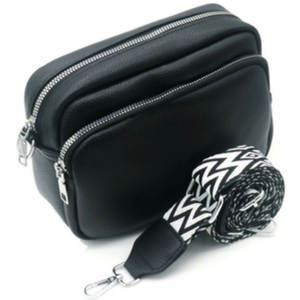 shape2you-modeaccessoires-zwarte-handtas-met-rits-groot-hoofdvak-en-klein-voorvak-zwart