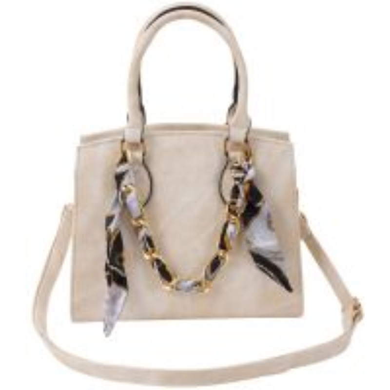 Dameshandtas met sjaal | goudkleurige details en schouderband - Afbeelding 3