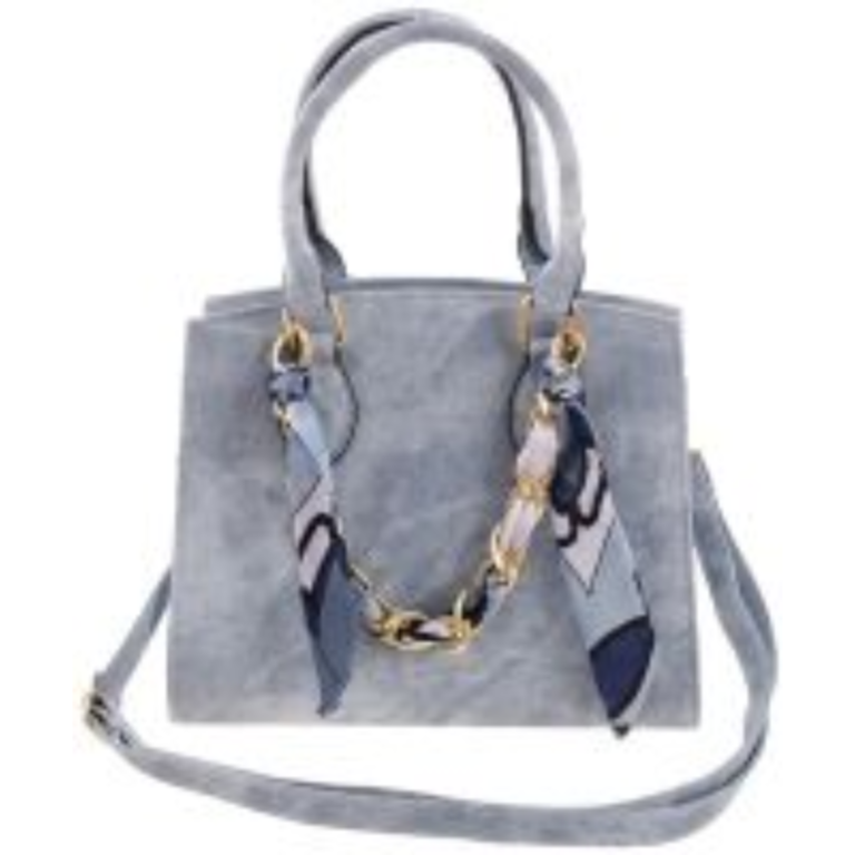 shape2you-dameshandtas-met sjaal-goudkleurige-details-en-schouderband-blauw