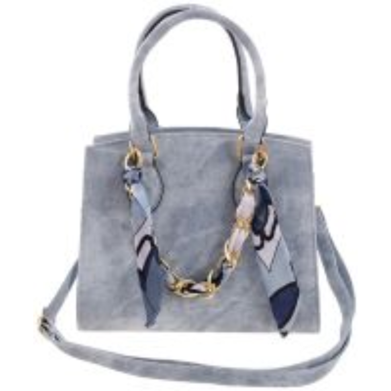 Dameshandtas met sjaal | goudkleurige details en schouderband - Afbeelding 2